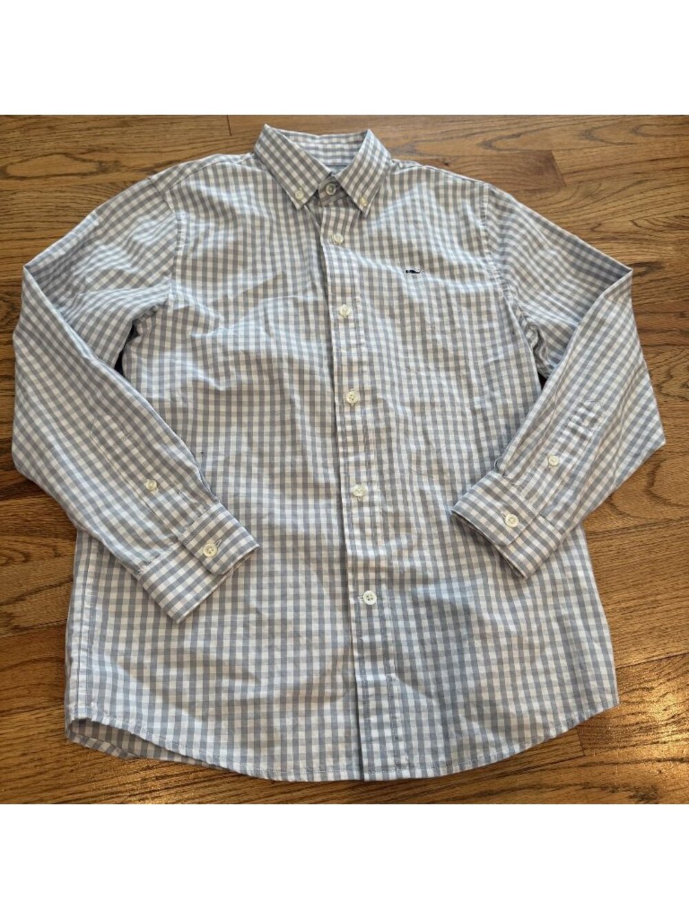 VINEYARD VINES BOYS GRAY PLAID SHIRT LONG SLEEVE SMALL 8-10
